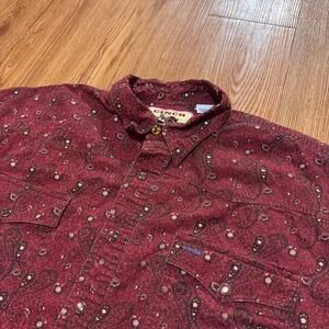 Cinch Men's Shirt Paisley Button Up Red Western Cowboy Utility Size Large